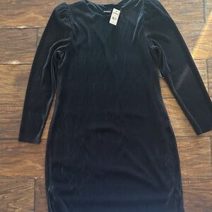Express Black Ribbed Long Sleeve Dress
